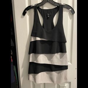 Aqua Black & Gray Sleeveless Top